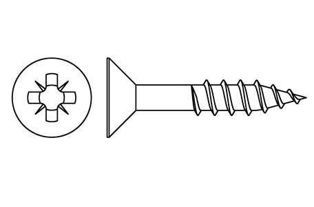 DIN 7505-A - Tornillo madera, rosca parcial