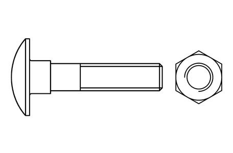 DIN 603+934 - Tornillo cuello cuadrado + tuerca